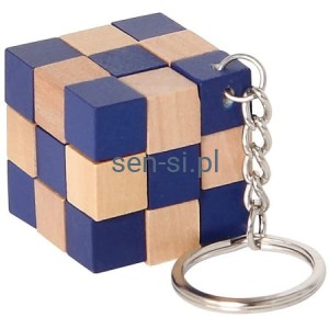 Kostka-wąż drewniany brelok