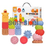 Zestaw sensorycznych klocków ze zwierzątkami - 18 el.