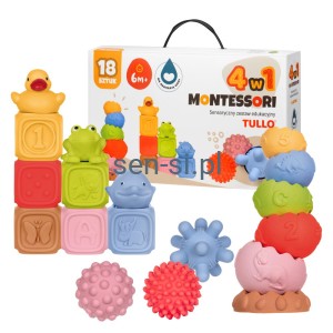 Zestaw sensorycznych klocków ze zwierzątkami - 18 el.