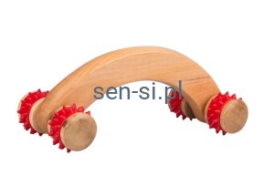 Masażer drewniany z kolcami - 4 rolki